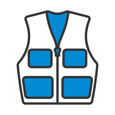 Avcı Yeleği Simgesi. Renk Doldurma Tasarımı ile Düzenlenebilir Kalın Tasarım. Vektör İllüstrasyonu.