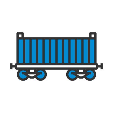 Demiryolu Kargo Konteynırı Simgesi. Renk Doldurma Tasarımı ile Düzenlenebilir Kalın Tasarım. Vektör İllüstrasyonu.