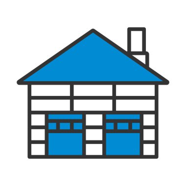 Depo Lojistik Kavram Simgesi. Renk Doldurma Tasarımı ile Düzenlenebilir Kalın Tasarım. Vektör İllüstrasyonu.