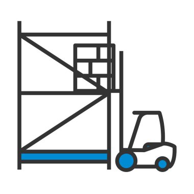 Depo Forklift Simgesi. Renk Doldurma Tasarımı ile Düzenlenebilir Kalın Tasarım. Vektör İllüstrasyonu.
