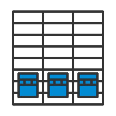 Depo Lojistik Kavram Simgesi. Renk Doldurma Tasarımı ile Düzenlenebilir Kalın Tasarım. Vektör İllüstrasyonu.