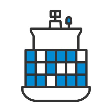 Konteyner Gemisi Simgesi. Renk Doldurma Tasarımı ile Düzenlenebilir Kalın Tasarım. Vektör İllüstrasyonu.