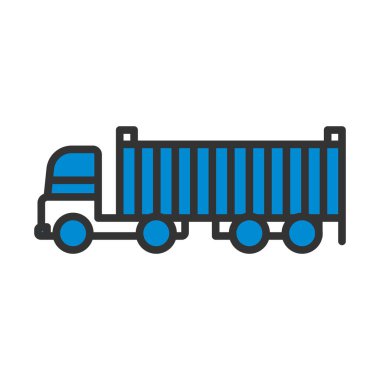 Konteynır Kamyonu Simgesi. Renk Doldurma Tasarımı ile Düzenlenebilir Kalın Tasarım. Vektör İllüstrasyonu.