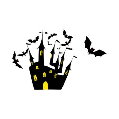 Cadılar Bayramı temalı tebrik kartın kutlu olsun. Vektör illüstrasyonu.