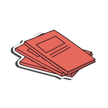 Eğitim temalı bir not defteri çıkartması. Okula dönelim. Vektör illüstrasyonu.