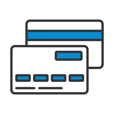 Kredi kartı simgesinin ön ve arka yüzü. Renk Doldurma Tasarımı ile Düzenlenebilir Kalın Tasarım. Vektör İllüstrasyonu.