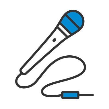 Karaoke Mikrofon Simgesi. Renk Doldurma Tasarımı ile Düzenlenebilir Kalın Tasarım. Vektör İllüstrasyonu.