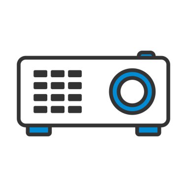 Video Projektörü Simgesi. Renk Doldurma Tasarımı ile Düzenlenebilir Kalın Tasarım. Vektör İllüstrasyonu.