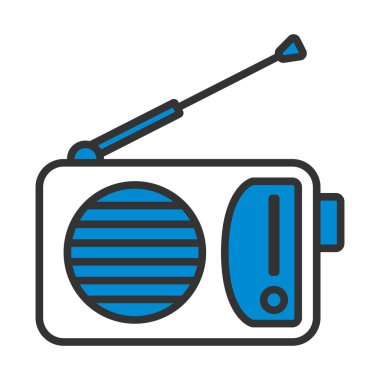 Radyo Simgesi. Renk Doldurma Tasarımı ile Düzenlenebilir Kalın Tasarım. Vektör İllüstrasyonu.