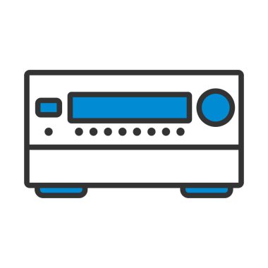 Ev sineması alıcı ikonu. Renk Doldurma Tasarımı ile Düzenlenebilir Kalın Tasarım. Vektör İllüstrasyonu.