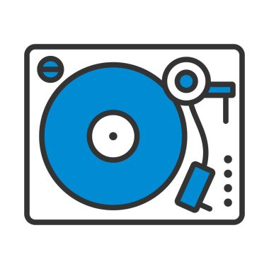 Vinil Oyuncu Simgesi. Renk Doldurma Tasarımı ile Düzenlenebilir Kalın Tasarım. Vektör İllüstrasyonu.