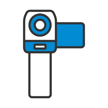 Video Kamera Simgesi. Renk Doldurma Tasarımı ile Düzenlenebilir Kalın Tasarım. Vektör İllüstrasyonu.