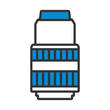 Fotoğraf Kamerası Yakınlaştırma Merceğinin Simgesi. Renk Doldurma Tasarımı ile Düzenlenebilir Kalın Tasarım. Vektör İllüstrasyonu.