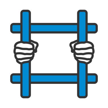 Eller Tutma Cezaevi Parmaklıkları Simgesi. Renk Doldurma Tasarımı ile Düzenlenebilir Kalın Tasarım. Vektör İllüstrasyonu.