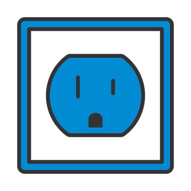 Elektrik prizi simgesi. Renk Doldurma Tasarımı ile Düzenlenebilir Kalın Tasarım. Vektör İllüstrasyonu.