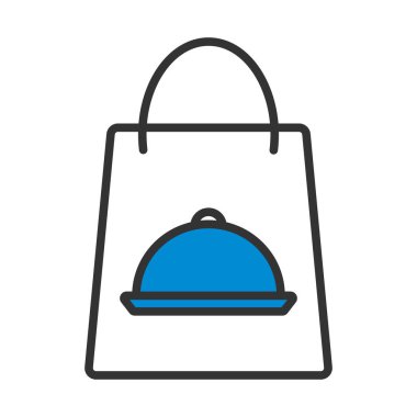 Paper Bag With Cloche Icon. Editable Bold Outline With Color Fill Design. Vector Illustration.