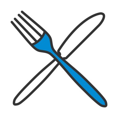 Fork And Knife Icon. Editable Bold Outline With Color Fill Design. Vector Illustration.