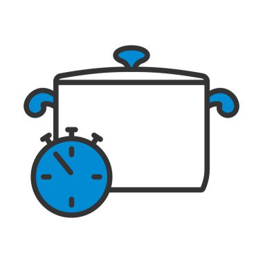 Pan With Stopwatch Icon. Editable Bold Outline With Color Fill Design. Vector Illustration.