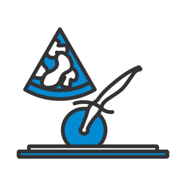 Pizza With Knife Icon. Editable Bold Outline With Color Fill Design. Vector Illustration.