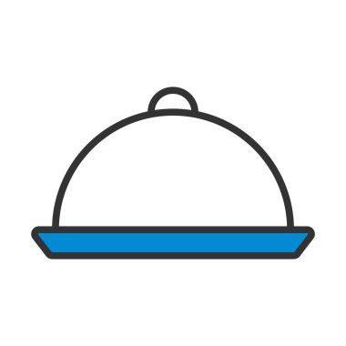 Restoran Cloche 'nin ikonu. Renk Doldurma Tasarımı ile Düzenlenebilir Kalın Tasarım. Vektör İllüstrasyonu.