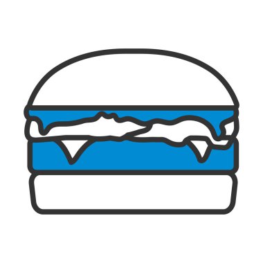 Hamburger ikonu. Renk Doldurma Tasarımı ile Düzenlenebilir Kalın Tasarım. Vektör İllüstrasyonu.