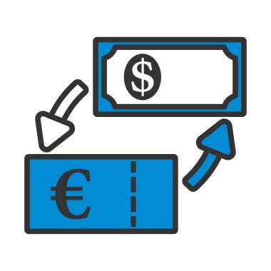 Para Takası Simgesi. Renk Doldurma Tasarımı ile Düzenlenebilir Kalın Tasarım. Vektör İllüstrasyonu.