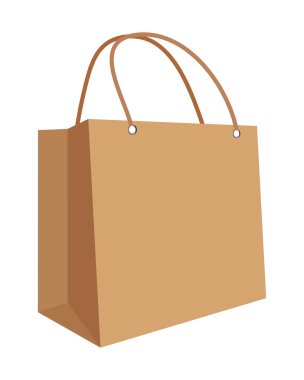 Kağıt poşet ikonu. 3D tarzı. Vektör illüstrasyonu.