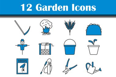 Bahçe Simgesi Seti. Renk Doldurma Tasarımı ile Düzenlenebilir Kalın Tasarım. Vektör İllüstrasyonu.