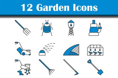 Bahçe Simgesi Seti. Renk Doldurma Tasarımı ile Düzenlenebilir Kalın Tasarım. Vektör İllüstrasyonu.