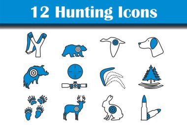 Hunting Icon Set. Flat Design. Fully editable vector illustration. Text expanded. clipart