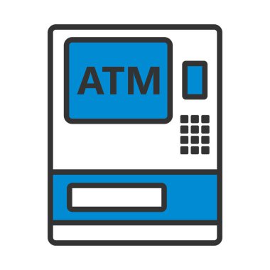 ATM Simgesi. Renk Doldurma Tasarımı ile Düzenlenebilir Kalın Tasarım. Vektör İllüstrasyonu.
