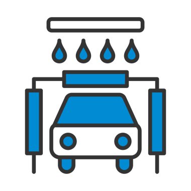 Araba Yıkama Simgesi. Renk Doldurma Tasarımı ile Düzenlenebilir Kalın Tasarım. Vektör İllüstrasyonu.