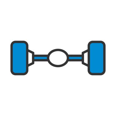 Araba Arka Dingil Simgesi. Renk Doldurma Tasarımı ile Düzenlenebilir Kalın Tasarım. Vektör İllüstrasyonu.
