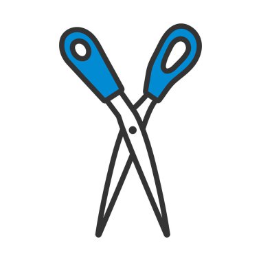 Terzi Makas Simgesi. Renk Doldurma Tasarımı ile Düzenlenebilir Kalın Tasarım. Vektör İllüstrasyonu.