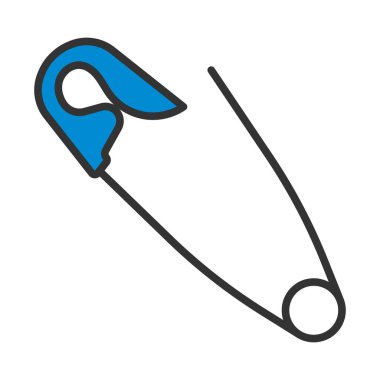 Terzi Güvenlik İğnesi Simgesi. Renk Doldurma Tasarımı ile Düzenlenebilir Kalın Tasarım. Vektör İllüstrasyonu.