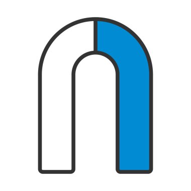 Magnet Simgesi. Renk Doldurma Tasarımı ile Düzenlenebilir Kalın Tasarım. Vektör İllüstrasyonu.