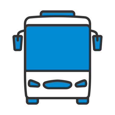 Turist Otobüs İkonası. Renk Doldurma Tasarımı ile Düzenlenebilir Kalın Tasarım. Vektör İllüstrasyonu.