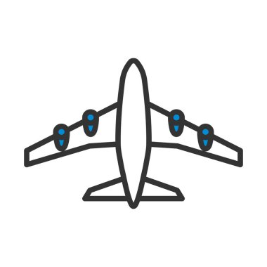 Uçak Kalkış Simgesi. Renk Doldurma Tasarımı ile Düzenlenebilir Kalın Tasarım. Vektör İllüstrasyonu.