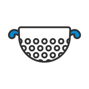 Mutfak Colander Simgesi. Renk Doldurma Tasarımı ile Düzenlenebilir Kalın Tasarım. Vektör İllüstrasyonu.