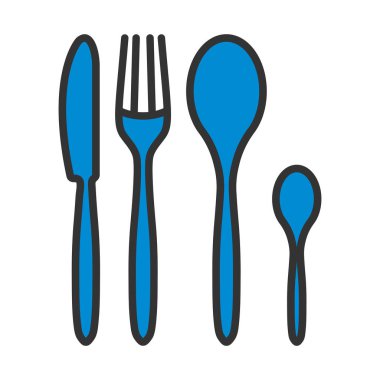 Gümüş takımlar Simge Ayarla. Renk Doldurma Tasarımı ile Düzenlenebilir Kalın Tasarım. Vektör İllüstrasyonu.