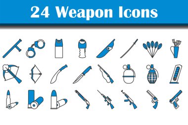 Weapon Icon Set. Editable Bold Outline With Color Fill Design. Vector Illustration. clipart