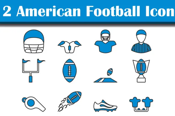 American Football Icon Set Profilo Grassetto Modificabile Con Design Riempimento — Vettoriale Stock