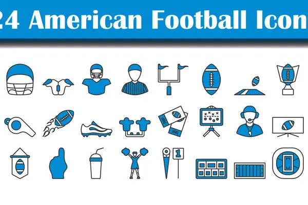 American Football Icon Set Profilo Grassetto Modificabile Con Design Riempimento — Vettoriale Stock