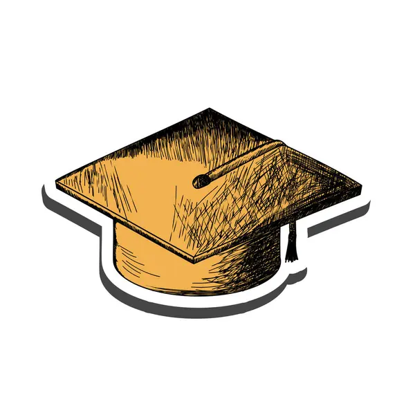 毕业帽贴纸上的阴影教育主题 回学校去矢量说明 矢量图形