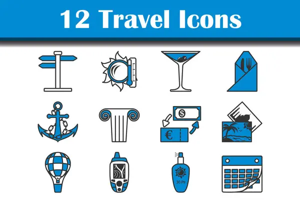 Travel Icon Set Жирный Контур Таблицы Цветовой Начинкой Векторная Миграция Лицензионные Стоковые Векторы