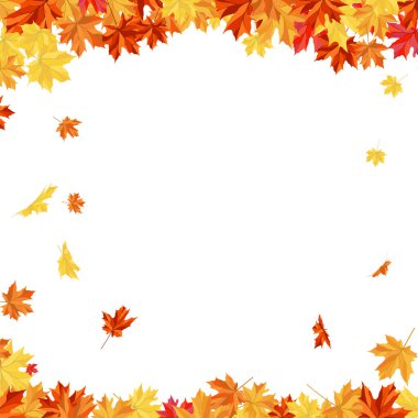 Blowing Maple 'ın Beyaz Arkaplanda Bıraktığı Sonbahar Çerçevesi. Zarif Tasarım. Vektör İllüstrasyonu.