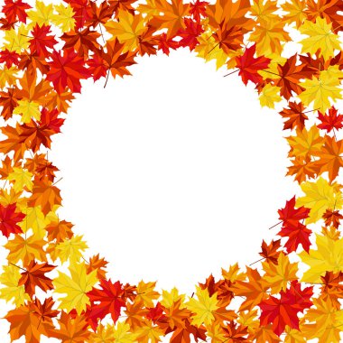 Blowing Maple 'ın Beyaz Arkaplanda Bıraktığı Sonbahar Çerçevesi. Zarif Tasarım. Vektör İllüstrasyonu.