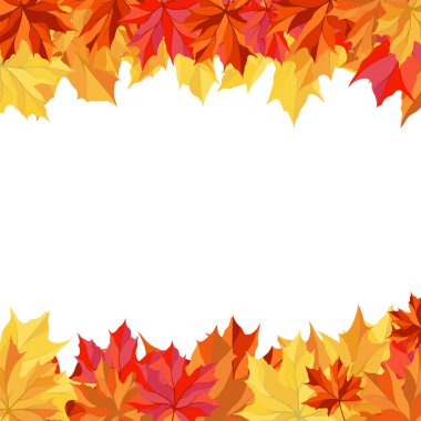 Blowing Maple 'ın Beyaz Arkaplanda Bıraktığı Sonbahar Çerçevesi. Zarif Tasarım. Vektör İllüstrasyonu.