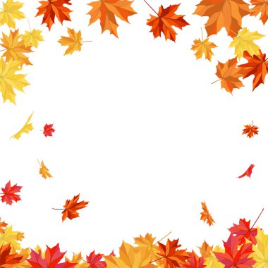 Blowing Maple 'ın Beyaz Arkaplanda Bıraktığı Sonbahar Çerçevesi. Zarif Tasarım. Vektör İllüstrasyonu.