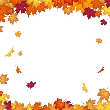 Blowing Maple 'ın Beyaz Arkaplanda Bıraktığı Sonbahar Çerçevesi. Zarif Tasarım. Vektör İllüstrasyonu.